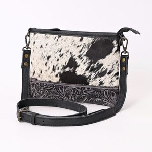 Bolso Bandolera de Cuero Repujado Texas Longhorn con Flecos Estilo Vaquero Occidental - Product Image 3