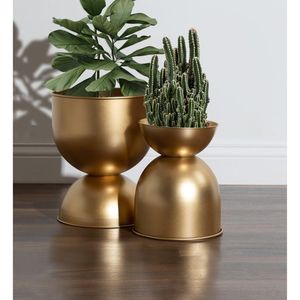 Ensemble de 2 pots de jardin en métal massif plaqué or émaillé pour la maison Moule de meilleure qualité pour pots de fleurs et jardinières - Product Image 4
