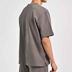 Men's 100% Cotton High Quality Custom logo <b>Blank</b> Oversized T Shirts 280 Gsm Heavyweight Washed Patchwork - Product Image 3