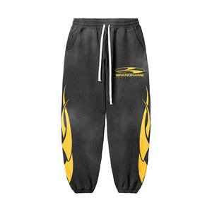 Ropa de calle, conjuntos de dos piezas ajustados de gran tamaño personalizados, Sudadera con capucha de Color naranja y pantalones, chándales de Fitness personalizados para hombres - Product Image 6