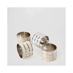 Antique MOP Design <b>Silver</b> <b>Napkin</b> Ring Christmas Ring Holder - Product Image 1