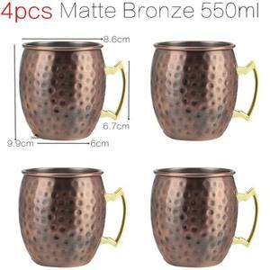 Tasse à bière Moscow Mule en cuivre martelé brun foncé avec poignée plaquée or pour café, tasse en cuivre - Product Image 4