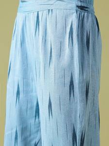 women Ikat Print Pure Cotton Kurta with <b>Trousers</b> & Dupatta indian pakistan salwar kameez - Product Image 5