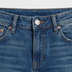 Pantalones Vaqueros de Mujer Personalizados, Corte Recto y Acampanado, Cintura Alta, Versátiles, Ajustados, de Pierna Ancha, Diseño Perforado Lavado, Pantalones de Moda Premium - Product Image 4