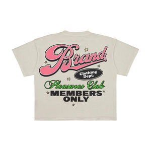 Venta al por mayor Streetwear Tops de manga corta con cuello redondo 250 gramos de algodón liso para hombre Camiseta de gran tamaño de peso pesado Stock - Product Image 2