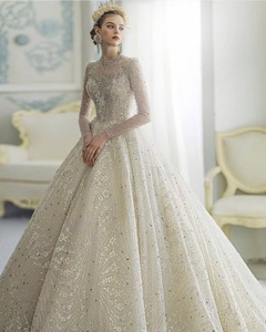 OEM Manufacture High Quality Custom Designed Ball Gown Handmade Wedding Dress with Floral Lace and Stone Accents for Parties - Product Image 2