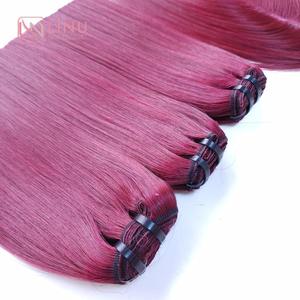 Peluca de cabello humano vietnamita para mujer Genius Weft 100% SDD Ox-Blood Color vino suave HD hueso recto cutícula alineada paquete - Product Image 5