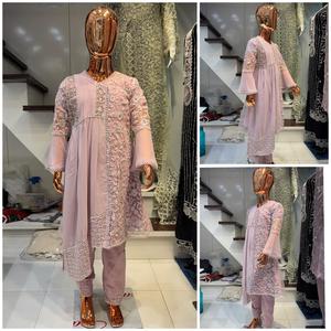 Traje de diseñador étnico Salwar Kameez para mujeres indias y paquistaníes tradicionales bordado impreso Dupatta HECHO DE Organza para fiestas - Product Image 6