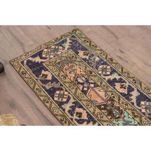 Alfombra de 1.7x3.3 pies, Alfombra Turca Vintage, Alfombra con Borde Azul - Product Image 5