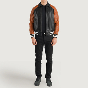 Vestes universitaires avec corps en laine, manches en cuir PU et patchs lettres en chenille pour un style athlétique classique et audacieux - Product Image 3
