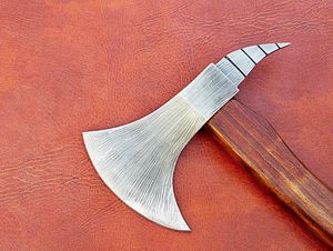 ขวานเหล็กดามัสกัสแฮนด์เมดฝาครอบไม้กุหลาบเครื่องมือตั้งแคมป์กลางแจ้งขวานปลอม - Product Image 3