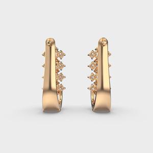Boucles d'oreilles créoles personnalisées OEM avec diamants baguette taillés mélangés, en or rose/jaune/blanc 9K plaqué rhodium, certifiées IGI, cadeau pour mariage et fête - Product Image 4