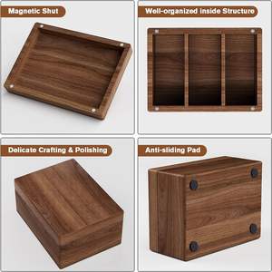 Business Card Holder 2.2 X 3.5 Inch Index Card Organizer <b>Wooden</b> <b>Desktop</b> Business Card Organizer 3 Divider Boards for 300 Index - Product Image 6