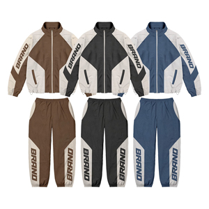 Conjunto Deportivo de Dos Piezas Personalizado para Invierno, Chaqueta Cortavientos Informal con Capucha, Pantalones Deportivos, Secado Rápido, Transpirable y Ligero - Product Image 1