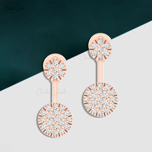 Pendientes de empuje hacia atrás minimalistas de oro macizo de 14 quilates Diseño exclusivo 0,27 TCW Diamante real para regalos de aniversario Precio razonable - Product Image 1