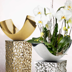 Jarrón de flores de Metal hecho a mano de latón AK en blanco y negro con acabado recubierto de polvo, Juego de 2 para decoración Interior del hogar/Decoración de restaurante - Product Image 4