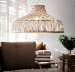 Meilleur prix abat-jour en bambou tissé à la main lustre en osier moderne pour salon chambre à manger - Product Image 5