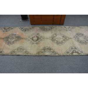 Turkish <b>Runner</b> <b>Rug</b> 3.1x11.1 ft Gray Wool Eco-Friendly <b>Rug</b> Vintage Patchwork Design with Latex Backing - Product Image 3