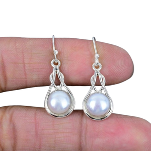 Boucles d'oreilles pendantes en perles et pierres précieuses Femme Argent sterling 925 Style bohème Tendance Cadeau de fête fait main - Product Image 1