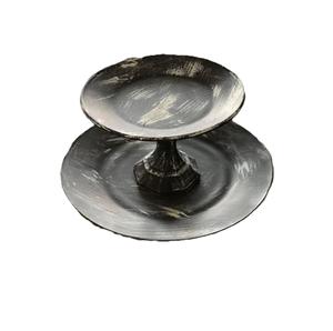 Haute Tendance Haute Qualité Galvanisé Gâteau En Métal Stand Forme Ronde Gris Dessert Vaisselle Style Durable - Product Image 1
