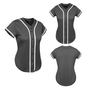 Dark Grey Woman <b>Baseball</b> Jersey Softball Wear Custom Embroidered Logo Polyester Button Jersey <b>Baseball</b> Shirts - Product Image 1