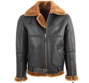 Chaqueta de cuero de piel de estilo aviador Esprit de invierno para hombre, cierre de cremallera de cuero genuino de calidad superior personalizable al por mayor - Product Image 1