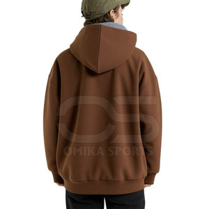 Sudadera con capucha estampada de mezcla de algodón Premium para hombre, ajuste extragrande con diseño de texto elevado para ropa de calle elegante - Product Image 3