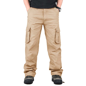 กางเกงคาร์โก้ผู้ชายใส่สบายสไตล์หน้าเรียบลำลองสีพื้น - Product Image 1