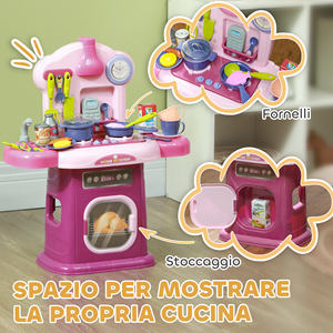 AIYAPLAY-Cocina de juguete para niños de 3 a 6 años con 38 accesorios y sonidos realistas, en PP y ABS, 51x21x60 cm, color rosa - Product Image 5