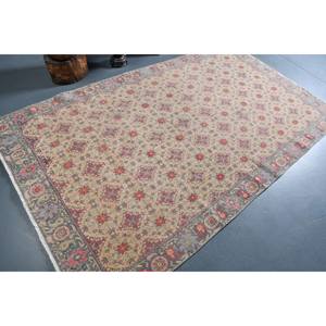 Alfombra de lana turca Vintage de 5x8 pies, diseño de retazos rojo beige clásico, área grande, pasillo rectangular de 10mm para habitación de adolescentes - Product Image 2