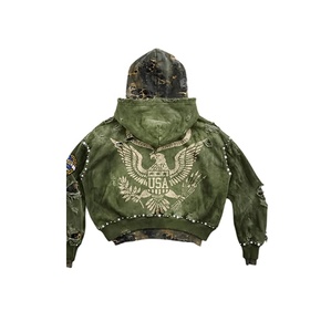 ชุดเซ็ตฮู้ดดี้ผ้าหนาพิเศษทรงโอเวอร์ไซส์ ลวดลายโลโก้แบบย้อมสี พร้อมกางเกงขาสั้นผ้าถักปักลาย สไตล์ลำลองสตรีทแวร์ ผู้ชาย ผ้าฝ้าย 100% - Product Image 5