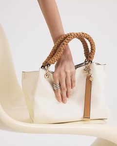 Women's Woven Pattern Tote Bag Braided Handle Shoulder <b>Handbag</b> <b>Medium</b> Synthetic Leather for Daily Shopping - Product Image 6