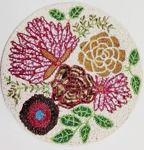 Napperon perlé exquis dessus de Table vaisselle salle à manger napperon décoratif rond brodé thème Floral napperon - Product Image 1