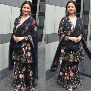 Costume indien de créateur pour femmes robe imprimée numérique en soie crêpe pakistanaise Salwar Kameez dernières fêtes de mariage tarif de gros - Product Image 6