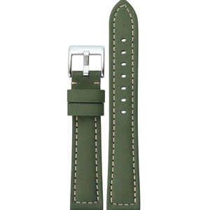 Bracelet de montre intelligent unisexe 388 en cuir vert de luxe avec boucle en acier inoxydable, souple et réglable, pièce de rechange pour montre - Product Image 1