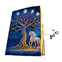 Grimoire fait à la main sort livre Design ombres arbre vie lune licorne-Journal en cuir véritable classique cahier cadeau pour lui/elle