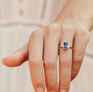 Indian Seller's Mehrajudin Gems Vintage Style <b>Emerald</b> Cut Blue Sapphire Engagement <b>Ring</b> 925 Sterling <b>Silver</b> Gemstone Gold - Product Image 3