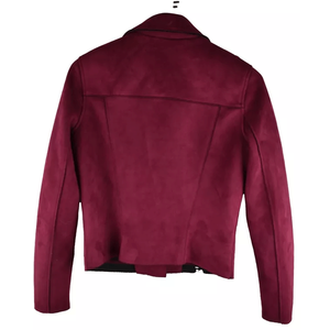 Chaqueta de motorista con cierre de cremallera de cuero de gamuza sintética para mujer Chaqueta de moda para mujer con cuello mandarín ajustada - Product Image 2