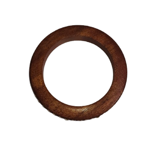 Brazalete Redondo de Madera Natural Ecológico con Incrustaciones de Cuentas Metálicas Doradas - Joyería de Madera Artesanal de Estilo Étnico Indio - Product Image 4