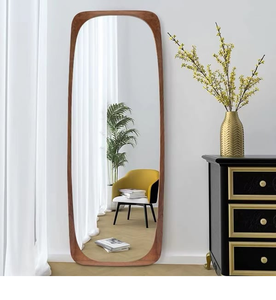 Espejo con marco de madera rectangular de mediados de siglo Espejo arqueado de tocador de longitud completa Directo a precio de fábrica - Product Image 1