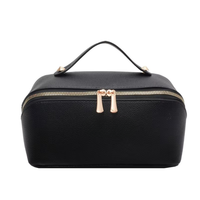 Trousse de maquillage de luxe en cuir durable, trousse de toilette à la mode, trousse de beauté de voyage portable pour dames