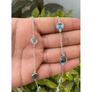 Collar de Plata 925 con Cadena de Topacio Azul para Regalo - Product Image 2