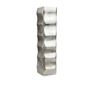 Maceta de aluminio niquelado Diseño de textura hecha a mano Florero de mesa decorativo para el hogar Suministros de Navidad Florero de lujo - Product Image 6