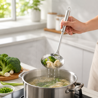 Cuillère de cuisine anti-rouille résistante à la chaleur, spatule en acier inoxydable monobloc, ensemble d'ustensiles de cuisine en acier inoxydable 410