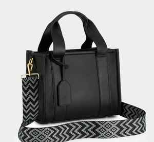 Petit sac fourre-tout en cuir noir tendance pour femme, sac à bandoulière avec deux sangles, fermeture éclair, mini sac à main structuré, sac à bandoulière de luxe, USA - Product Image 1