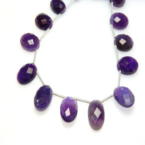 Cuentas de piedras preciosas de corte de Rosa ovalada facetada Briolette de amatista púrpura Premium 8 '10x14MM para mujer fabricación de joyas cuentas de piedra - Product Image 3