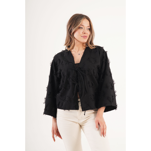 Kimono tipo bata con flecos y cintura ajustable para mujer LUSTRIN - Ligero, de poliéster, ideal como pareo para el verano y resorts - Product Image 1