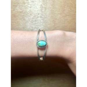 Navajo Handmade Sonoran Gold Turquoise & Sterling Silver Cuff Bracelet Cultural Collectible Jewelry - Product Image 5