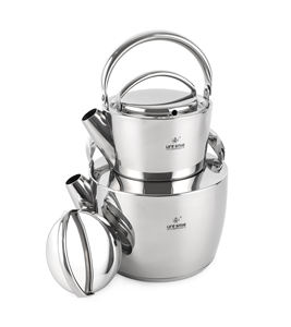 Juego de Tetera Doble de Acero Inoxidable 18/10 Ultra Premium con Asas de Acero Inoxidable Sólido - Product Image 1