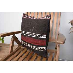 Brown Wool Kilim Pillow 18x18 Inch Luxury Rustic Vintage Patterned Fluffy Printed <b>Rug</b> for Sofa Feather Bedding for <b>Christmas</b> - Product Image 3